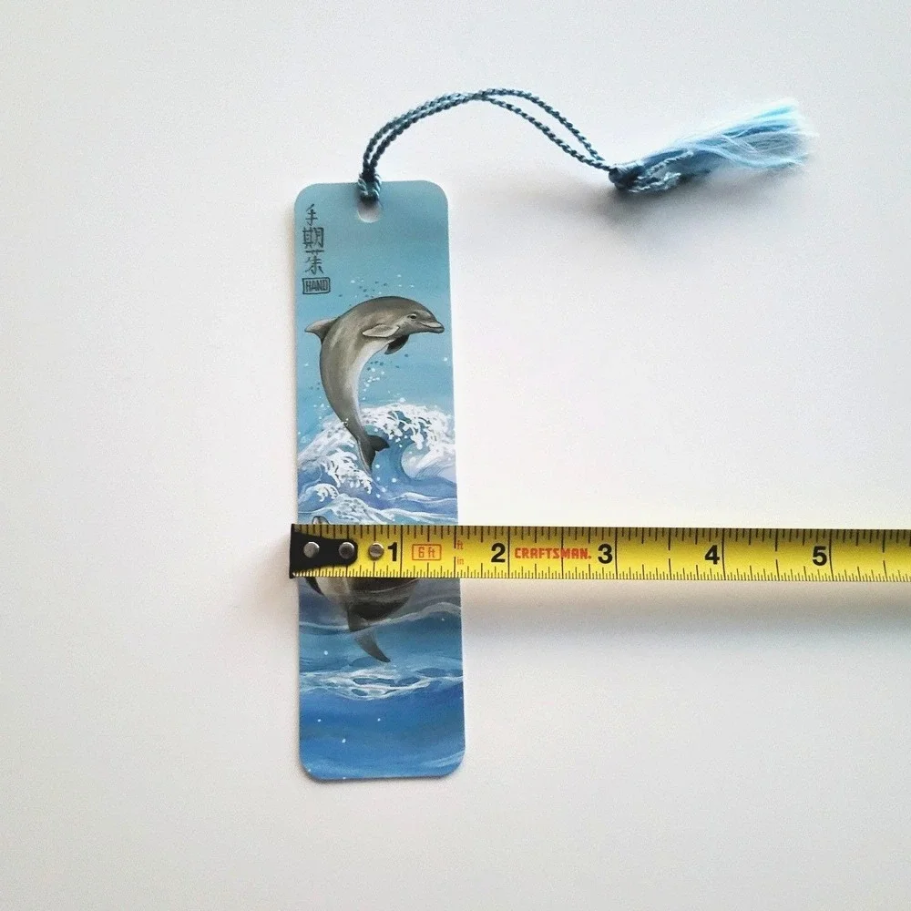 Vintage 90s Dolphins Bookmark, Judy Hand, Flipper Tassel, 1990 Sunshine Thoughts